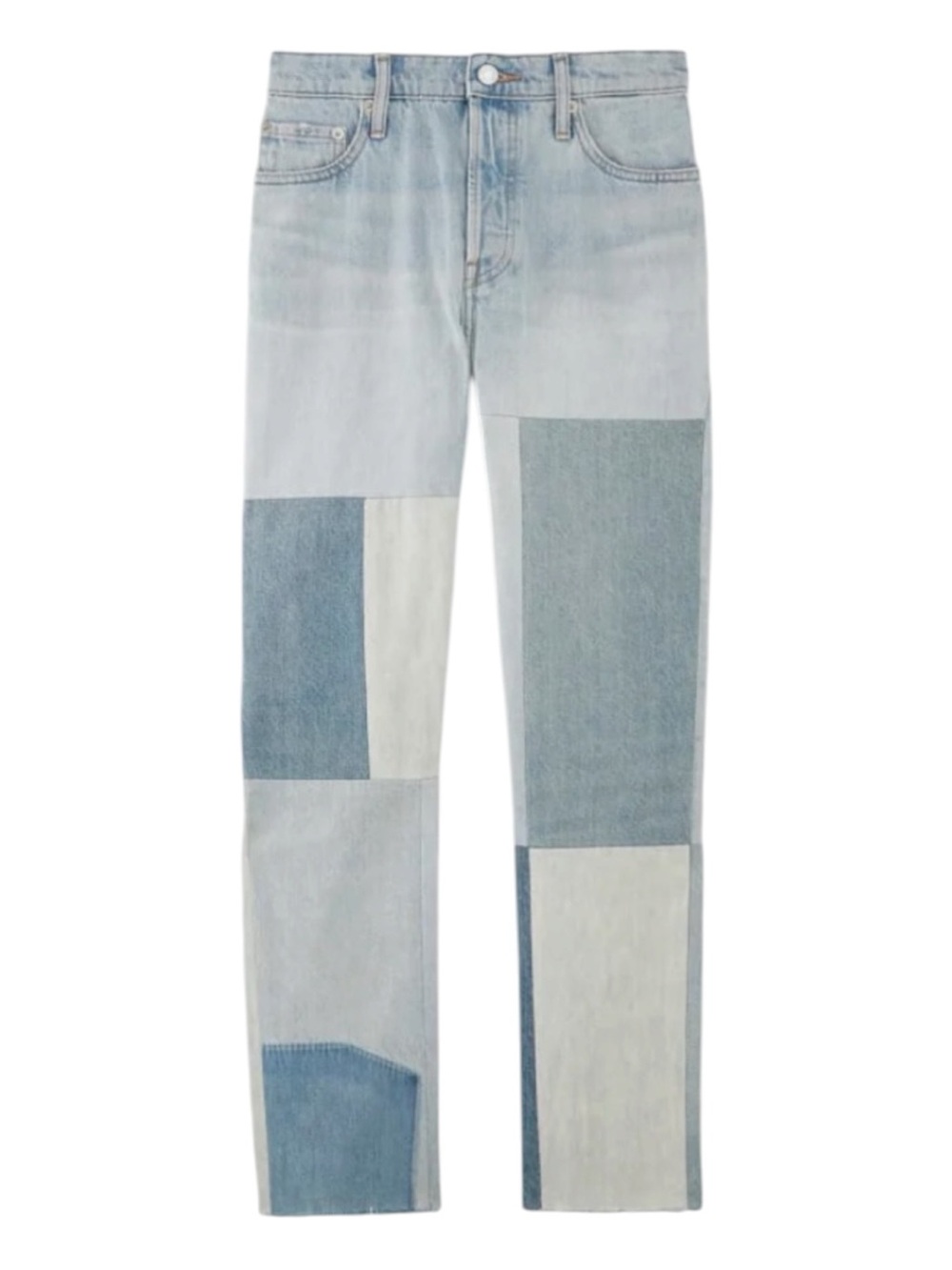 EVERLANE The ‘90s Cheeky Mended Jean Light Blue Patchwork Denim